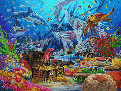 Diamond Painting Sunken Ship 36.6" x 27.6" (93cm x 70cm) / Square With 67 Colors Including 4 ABs / 104,813