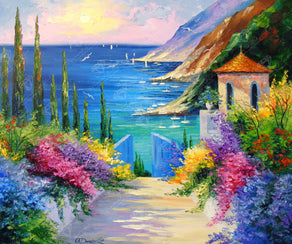 Diamond Painting Sunny Road To The Sea 24" x 20″ (61cm x 51cm) / Square with 55 Colors including 3 ABs / 48,885