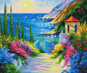 Diamond Painting Sunny Road To The Sea 24" x 20″ (61cm x 51cm) / Square with 55 Colors including 3 ABs / 48,885