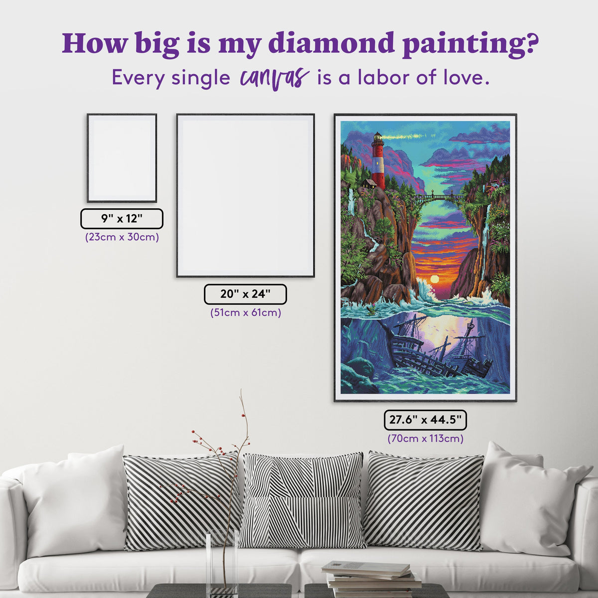 Diamond Painting Sunset Crossing 27.6" x 44.5" (70cm x 113cm) / Square with 63 Colors including 4 ABs and 3 Fairy Dust Diamonds / 127,293