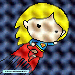 Diamond Painting Supergirl Chibi 9" x 9" (22.7cm x 22.7cm) / Round With 6 Colors including 2 AB Diamonds / 6,561