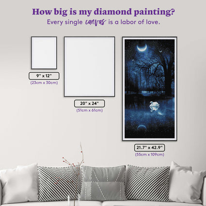 Diamond Painting Swan Lake 21.7" x 42.9" (55cm x 109cm) / Round With 12 Colors including 1 AB / 75,270