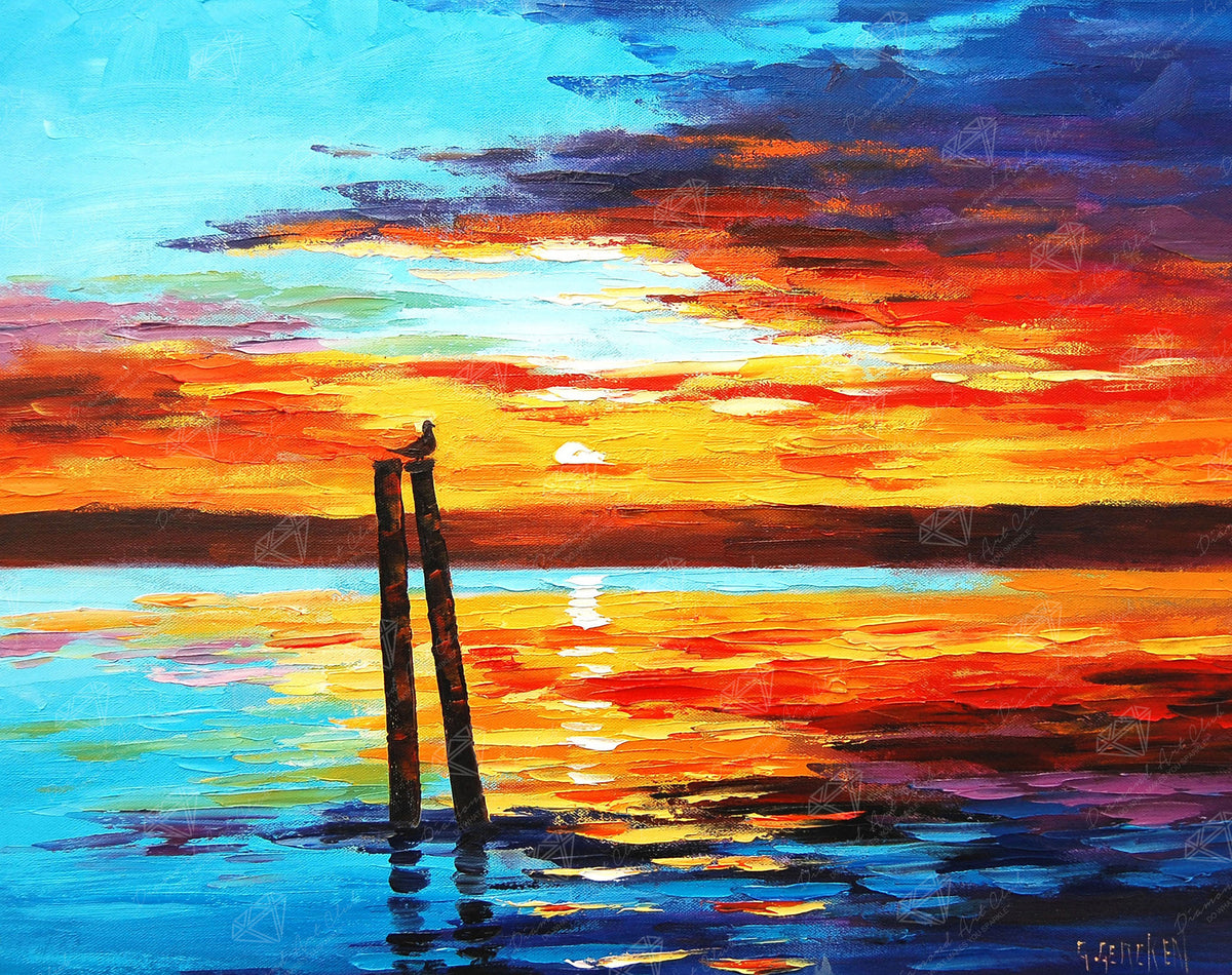 Diamond Painting Swansea Sunset 20.9" x 16.5" (53cm x 42cm) / Round With 38 Colors Including 2 ABs / 27,676