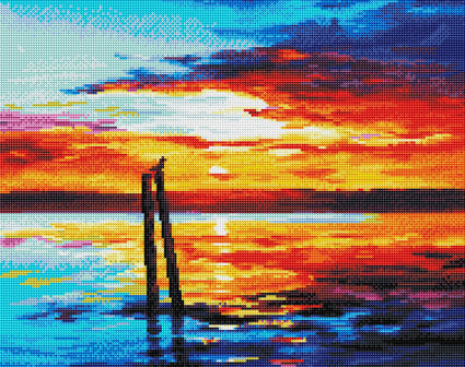 Diamond Painting Swansea Sunset 20.9" x 16.5" (53cm x 42cm) / Round With 38 Colors Including 2 ABs / 27,676