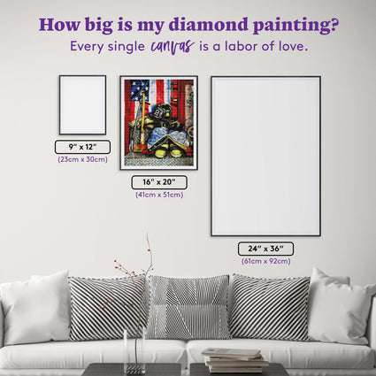 Diamond Painting Symbols of Heroism 16" x 20″ (41cm x 51cm) / Square With 43 Colors Including 2 ABs / 32,000