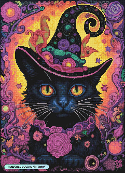 Diamond Painting Tarot Cat 23.6" x 32.3" (60cm x 82.9cm) / Square with 51 Colors including 1 AB and 4 Fairy Dust Diamonds / 80,253