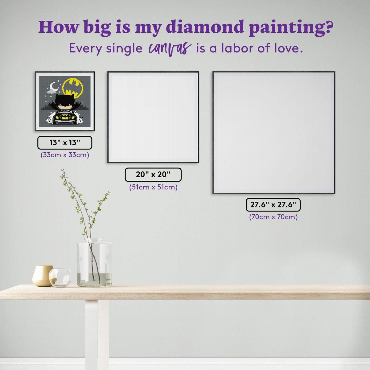 Diamond Painting The Bat-Signal™ Calls 13" x 13" (33cm x 33cm) / Square with 8 Colors including 2 ABs / 17,424