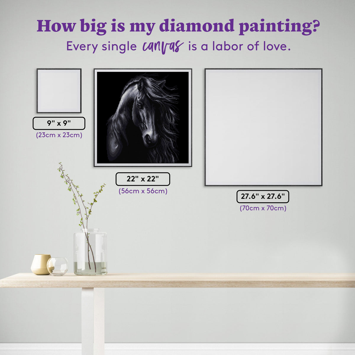 Diamond Painting The Black 22" x 22″ (56cm x 56cm) / Round with 10 Colors including 1 AB / 23,878