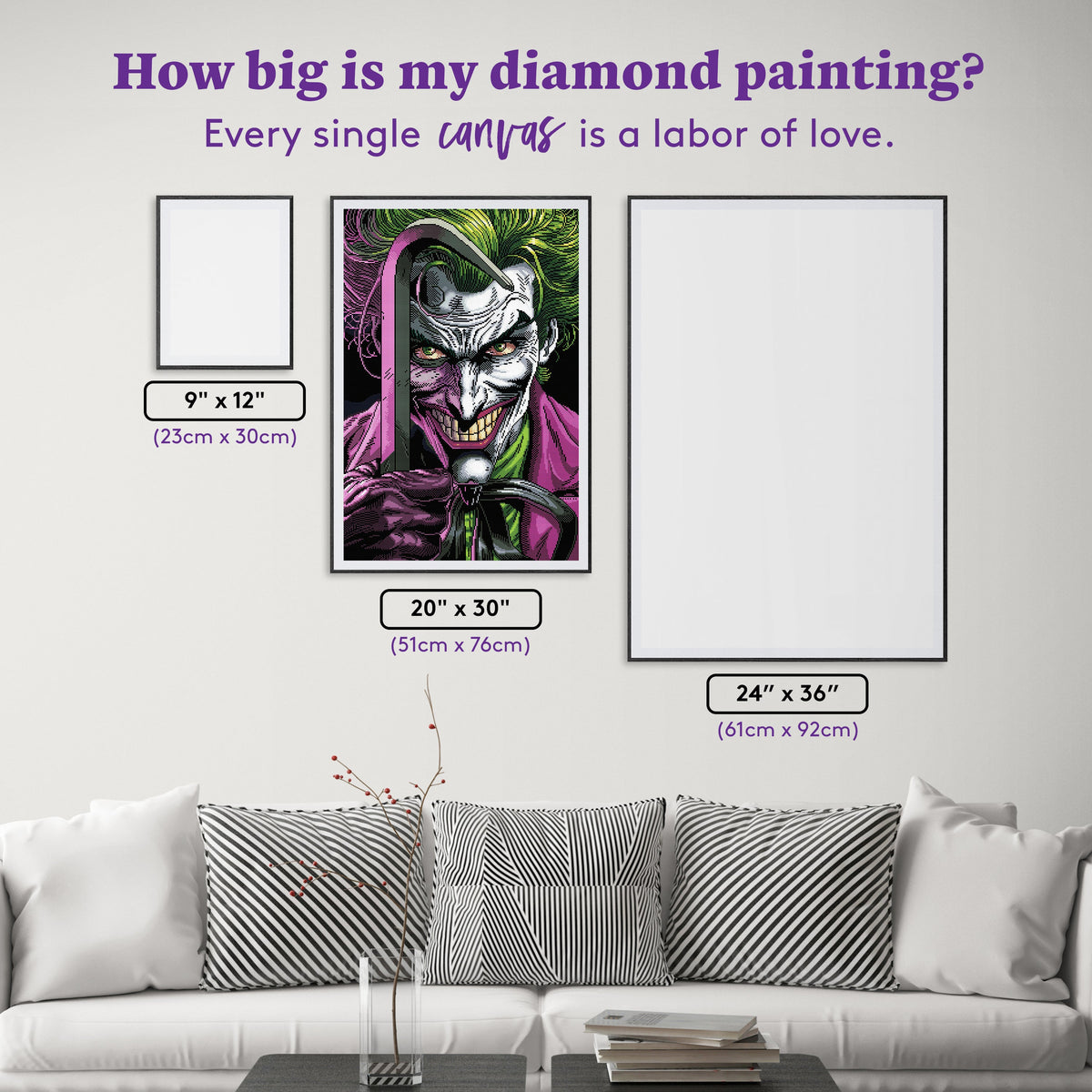 Diamond Painting The Clown Prince of Crime 20" x 30" (51cm x 76cm) / Square With 44 Colors Including 2 ABs / 62,220