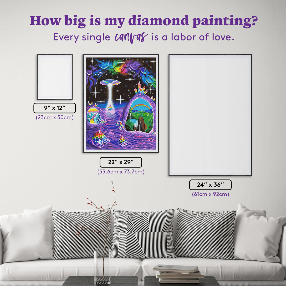 Diamond Painting The Crystal Realm 22" x 29" (55.6cm x 73.7cm) / Round with 68 Colors including 3 ABs and 2 Iridescent Diamonds and 5 Fairy Dust Diamonds / 54,136