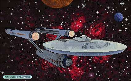 Diamond Painting The Enterprise 27" x 17" (68.7cm x 42.8cm) / Square with 35 Colors Including 1 AB and 2 Fairy Dust Diamonds and 1 Iridescent Diamonds / 47,472