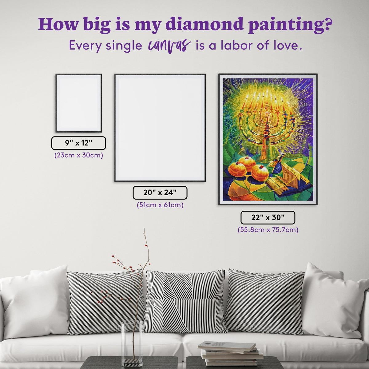 Diamond Painting The Jewish Festival of Lights 22" x 30" (55.8cm x 75.7cm) / Square With 59 Colors Including 3 ABs and 2 Fairy Dust Diamonds / 68,096