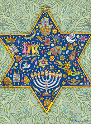 Diamond Painting The Joy of Hanukkah Star 27.6" x 37.8" (69.9cm x 95.8cm) / Square with 55 Colors including 2 ABs and 1 Iridescent Diamond and 3 Fairy Dust Diamonds / 108,185