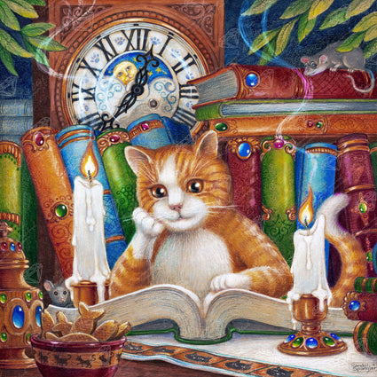 Diamond Painting The Literate Cat 22" x 22" (55.8cm x 55.8cm) / Square with 66 Colors including 2 ABs and 4 Fairy Dust Diamonds / 50,176