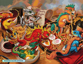 Diamond Painting The Noodle Dragons Bowl 33.1" x 25.6" (83.9cm x 65cm) / Square With 86 Colors Including 2 ABs and 6 Fairy Dust Diamonds / 87,957