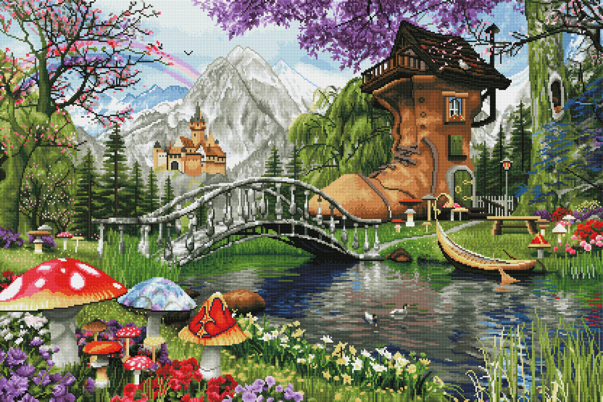 Diamond Painting The Old Shoe House 41.3" x 27.6″ (105cm x 70cm) / Square with 57 Colors including 3 ABs / 115,232