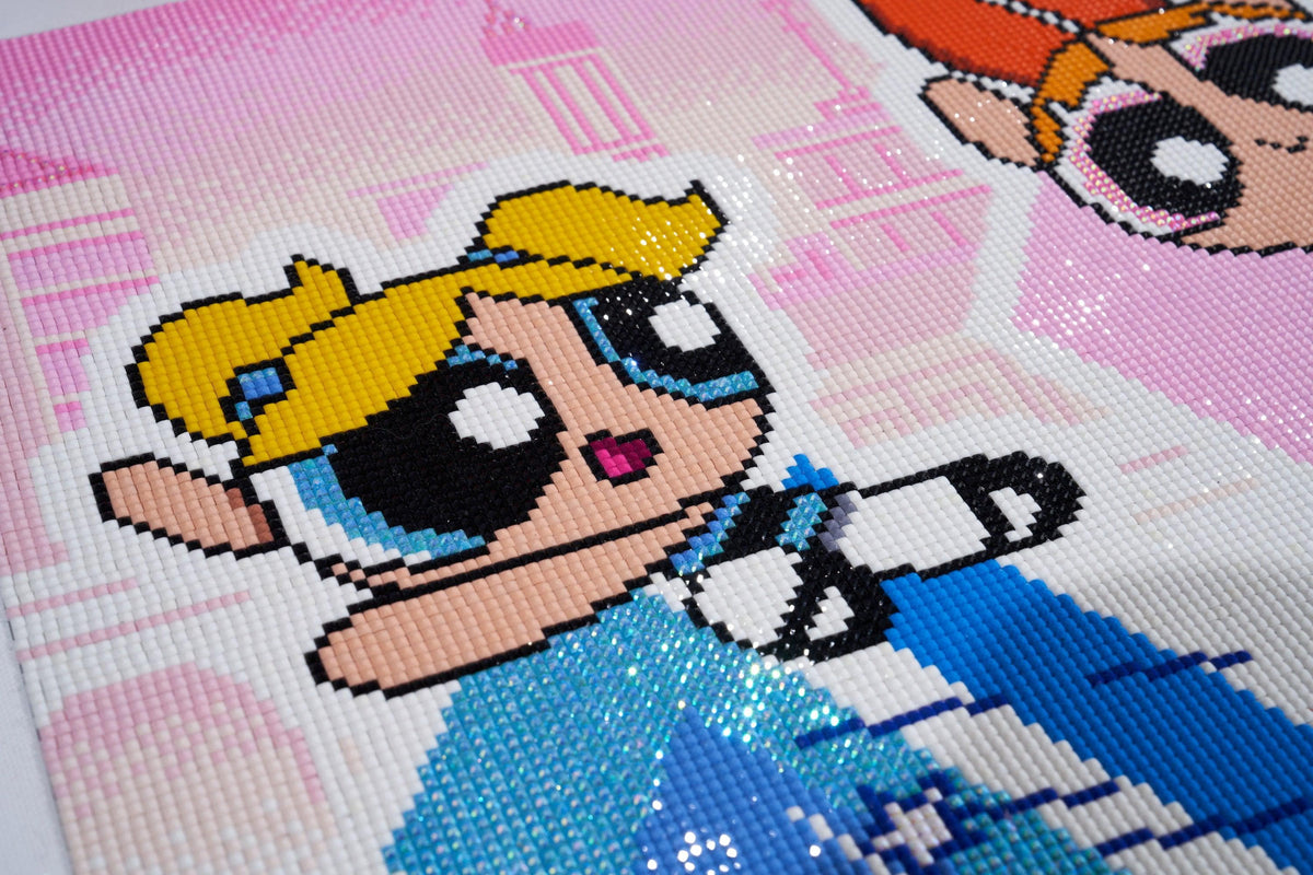 Diamond Painting The Powerpuff Girls™ 23" x 13" (58cm x 32.9cm) / Square with 25 Colors including 3 ABs and 1 Fairy Dust Diamonds / 30,756