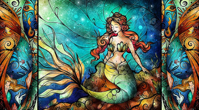 Diamond Painting The Serene Siren Triptych 39.0″ x 21.7″ (99cm x 55cm) / Square With 43 Colors including 2 ABs / 84,033