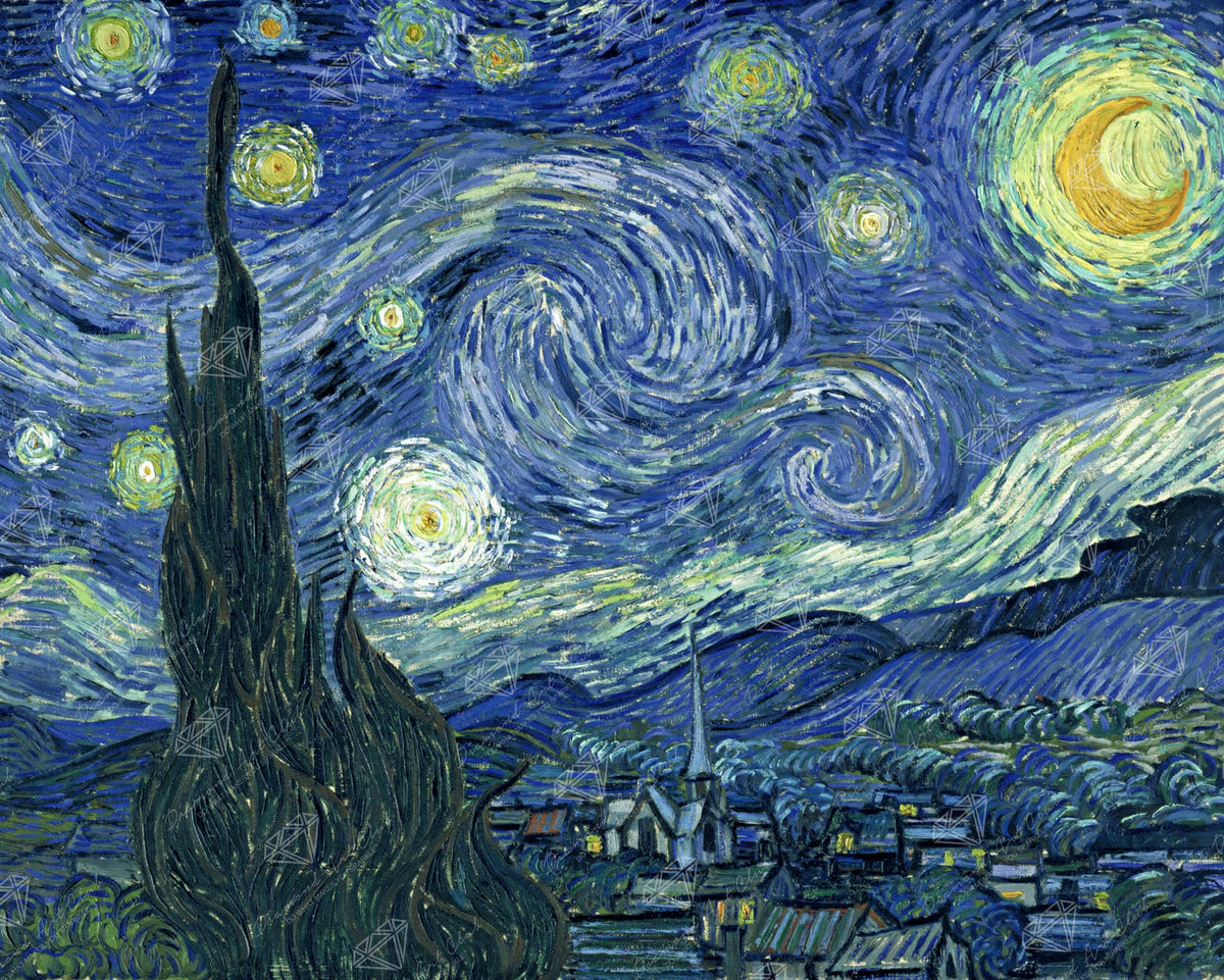 Diamond Painting The Starry Night (v1) 18.1" x 14.6" (46cm x 37cm) / Square With 27 Colors including 1 AB / 26,245