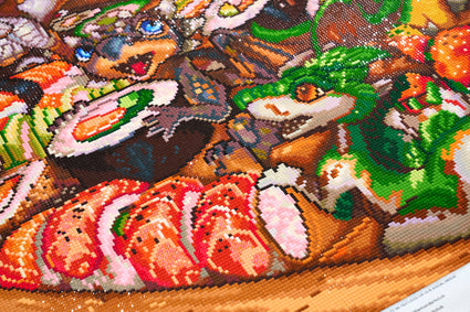 Diamond Painting The Sushi Rollers 30.7" x 23.6" (78cm x 60cm) / Square With 76 Colors Including 2 ABs and 3 Fairy Dust Diamonds / 75,433