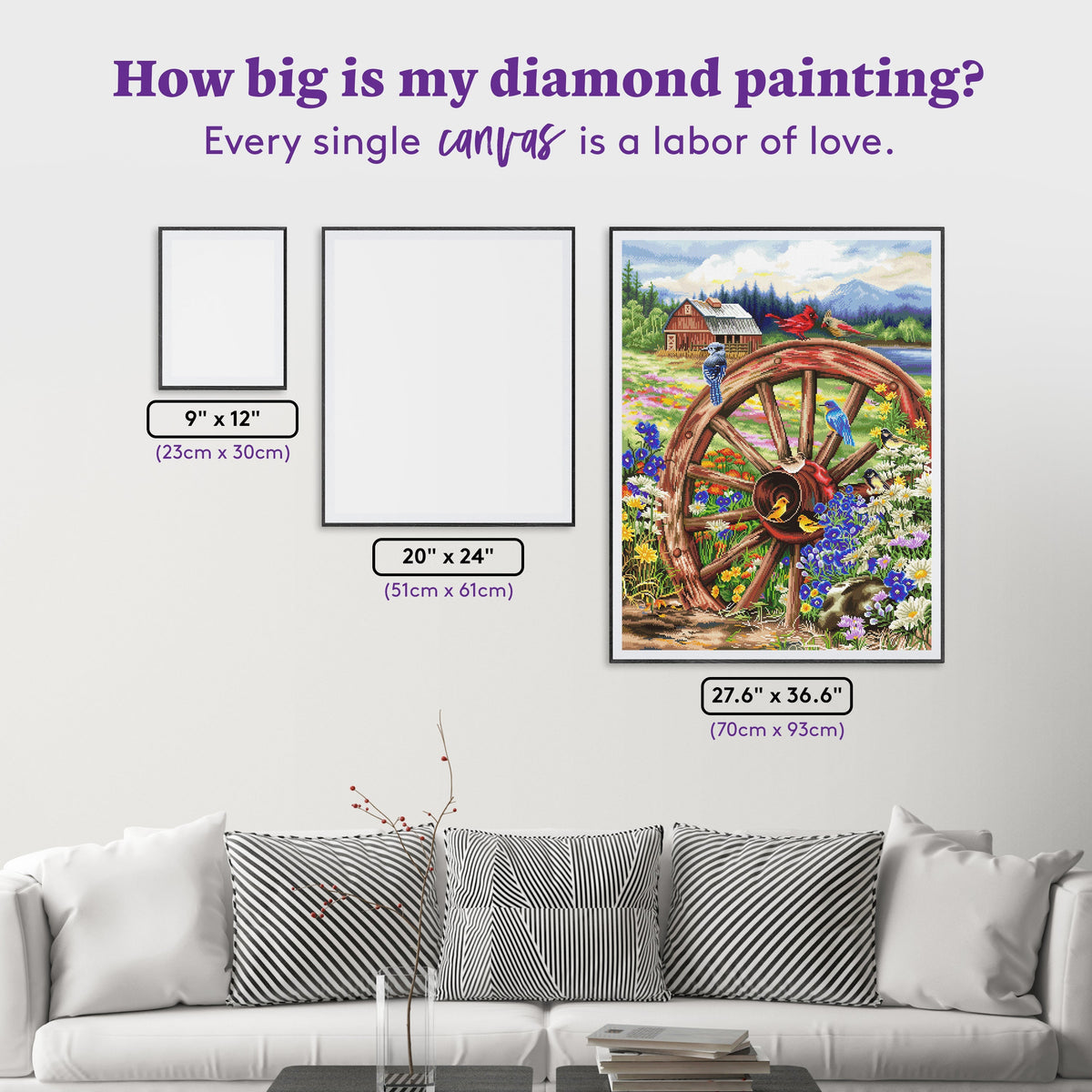 Diamond Painting The Wagon Wheel 27.6" x 36.6" (70cm x 93cm) / Square with 77 Colors including 4 ABs and 1 Fairy Dust Diamonds / 104,813