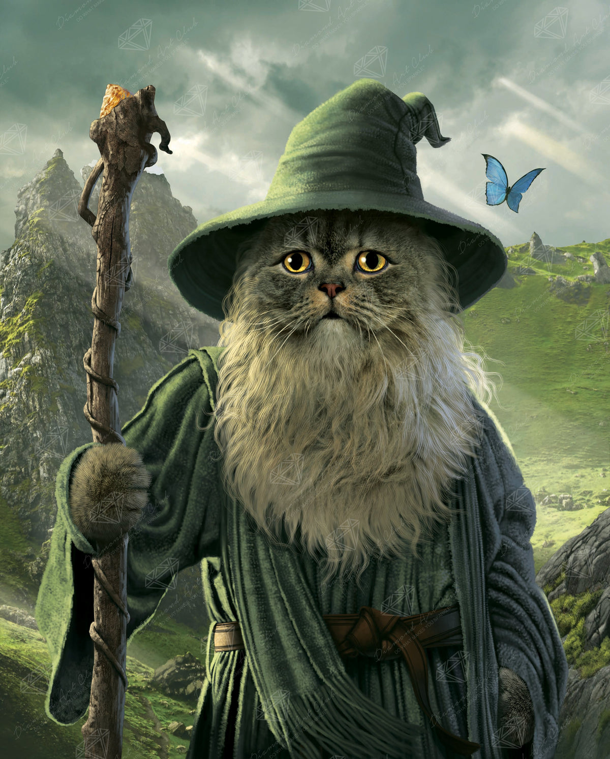 Diamond Painting The Wise Cat Wizard 25.6" x 31.9" (65cm x 81cm) / Square with 71 Colors including 1 AB and 5 Fairy Dust Diamonds and 1 Special Diamond / 84,817