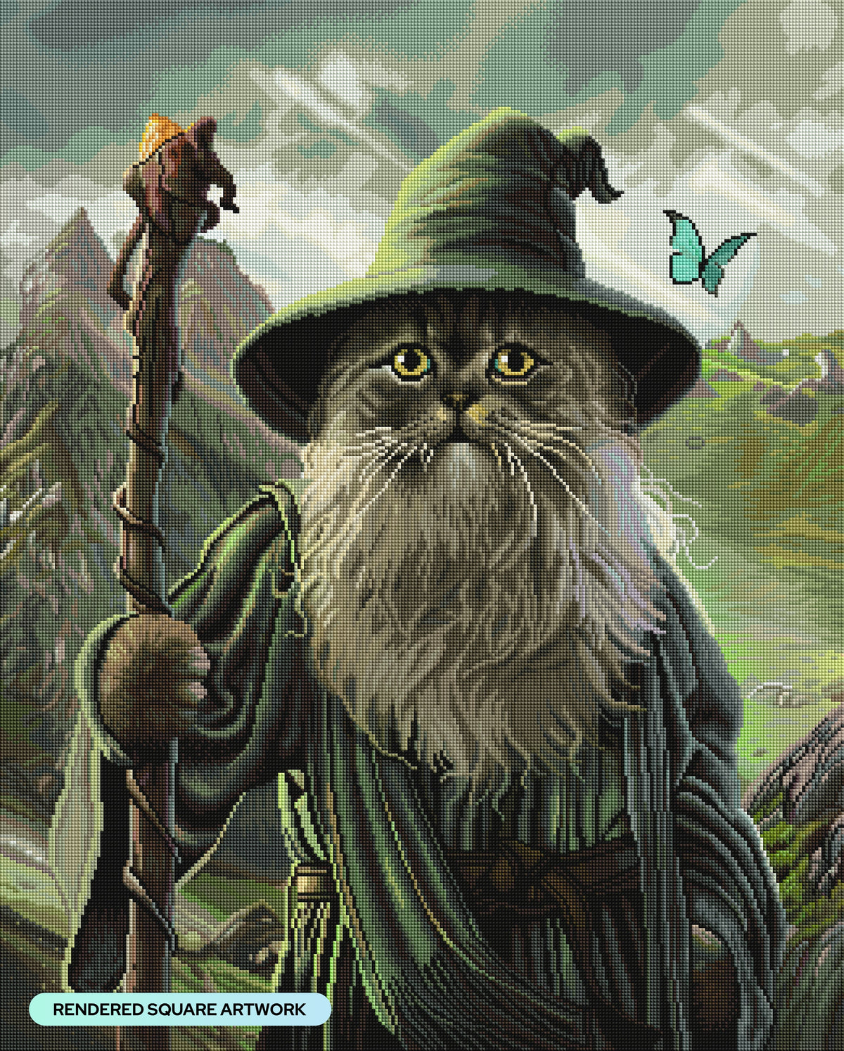 Diamond Painting The Wise Cat Wizard 25.6" x 31.9" (65cm x 81cm) / Square with 71 Colors including 1 AB and 5 Fairy Dust Diamonds and 1 Special Diamond / 84,817