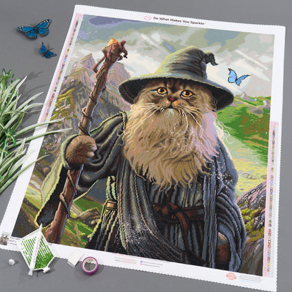 Diamond Painting The Wise Cat Wizard 25.6" x 31.9" (65cm x 81cm) / Square with 71 Colors including 1 AB and 5 Fairy Dust Diamonds and 1 Special Diamond / 84,817