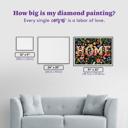 Diamond Painting The Word is Home 31" x 22" (78.7cm x 55.8cm) / Square with 40 Colors including 2 ABs and 3 Fairy Dust Diamonds / 70,784