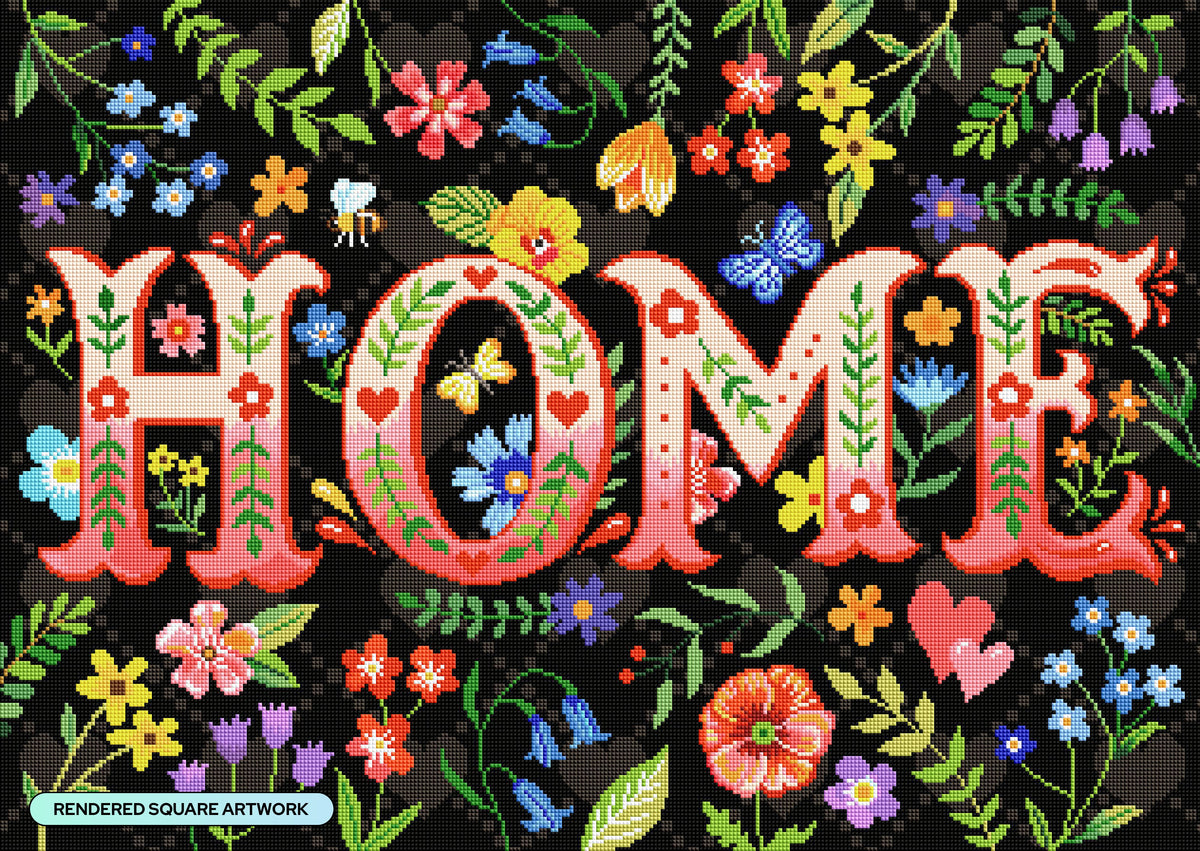 Diamond Painting The Word is Home 31" x 22" (78.7cm x 55.8cm) / Square with 40 Colors including 2 ABs and 3 Fairy Dust Diamonds / 70,784