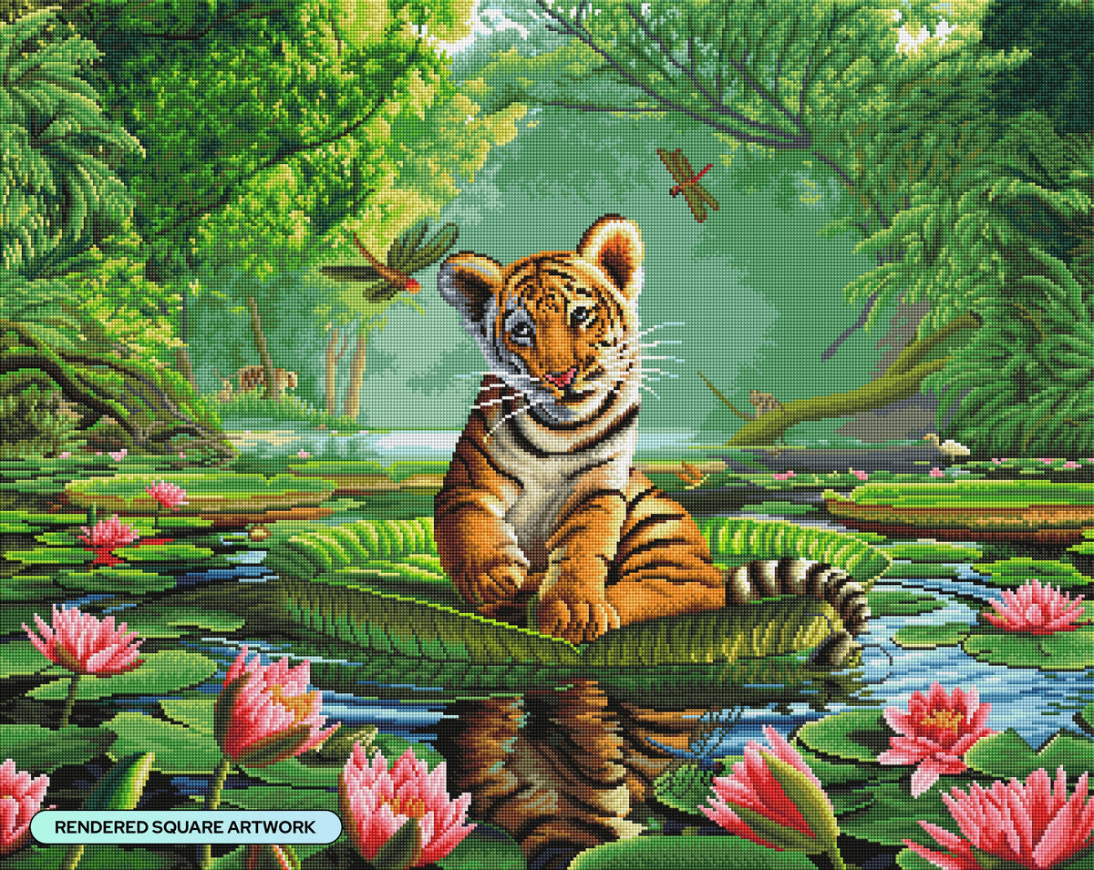 Diamond Painting Tiger Lily 34.7" x 27.6" (88cm x 70cm) / Square with 57 Colors including 3 ABs and 2 Fairy Dust Diamonds / 99,193