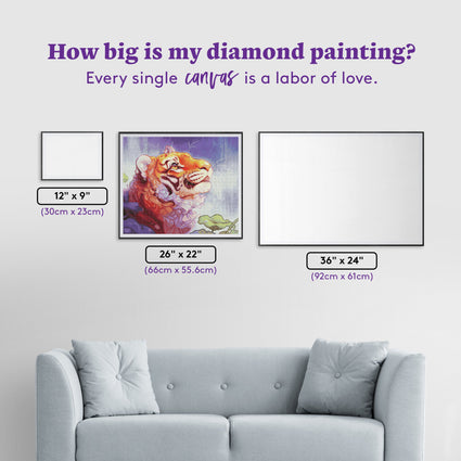 Diamond Painting Tiger Style 26" x 22" (66cm x 55.6cm) / Round With 51 Colors Including 3 ABs and 4 Fairy Dust Diamonds / 48,480