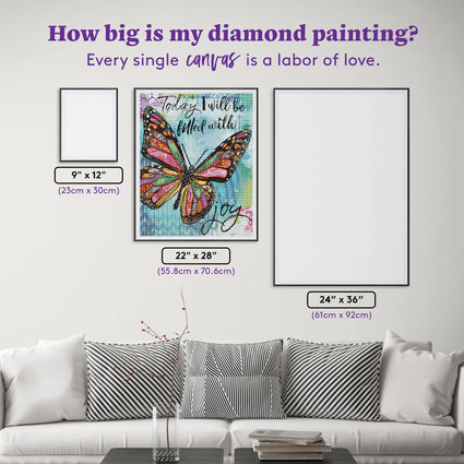 Diamond Painting Today I Will Be 22" x 28" (55.8cm x 70.6cm) / Round with 52 colors including 3 ABs and 1 Glow in the Dark Diamond and 1 iridescent Diamond and 2 Fairy Dust Diamonds / 50,148