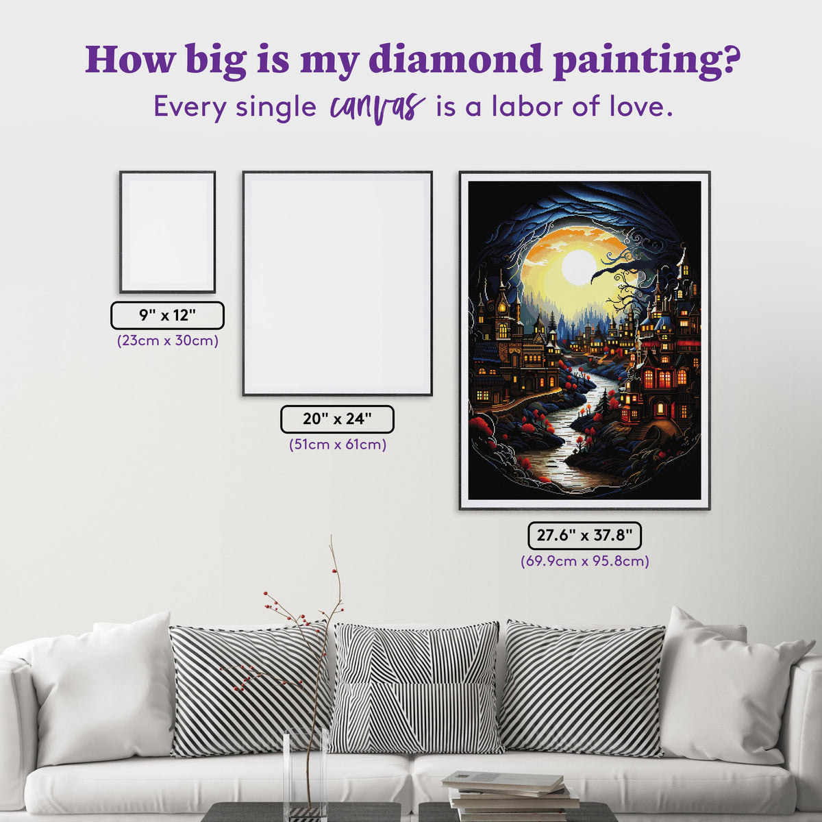 Diamond Painting Town of Halloween 27.6" x 37.8" (69.9cm x 95.8cm) / Square with 70 Colors including 2 ABs and 3 Fairy Dust Diamonds / 108,185