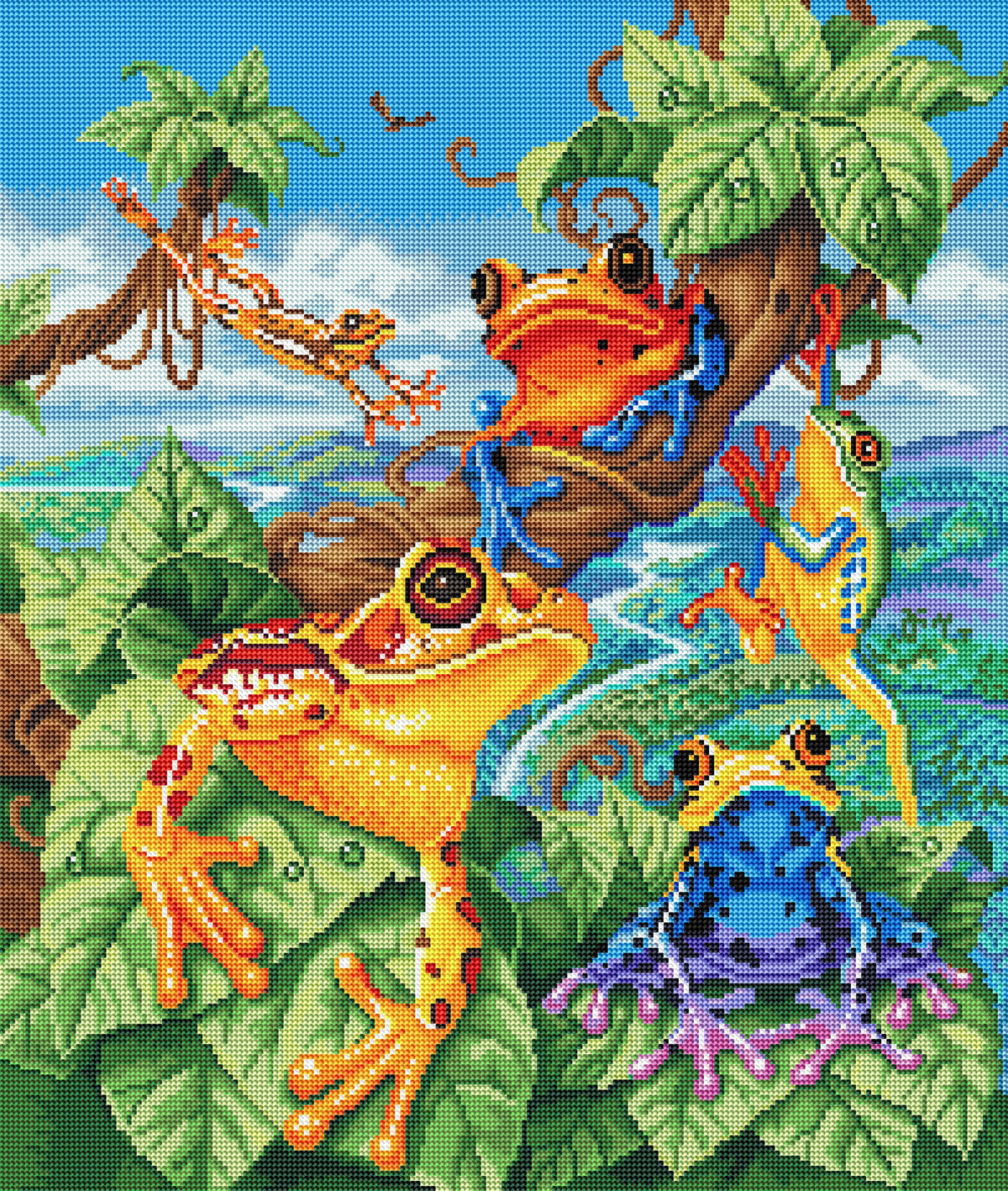 Diamond Painting Tree Frogs 22" x 26" (56cm x 66cm) / Round With 54 Colors Including 4 ABs / 46,765