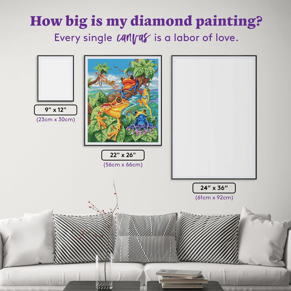 Diamond Painting Tree Frogs 22" x 26" (56cm x 66cm) / Round With 54 Colors Including 4 ABs / 46,765