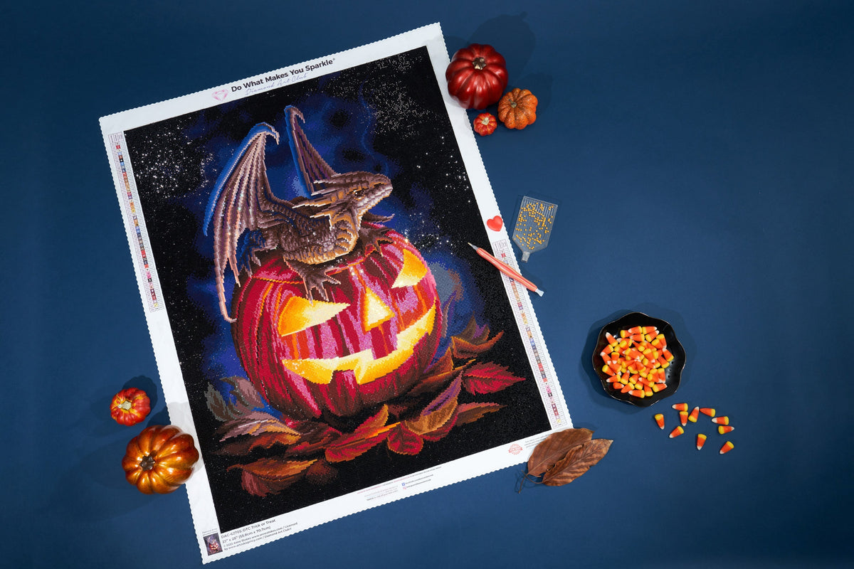 Diamond Painting Trick or Treat 22" x 28" (55.8cm x 70.7cm) / Square with 49 Colors Including 3 ABs and 2 Fairy Dust Diamonds / 63,616