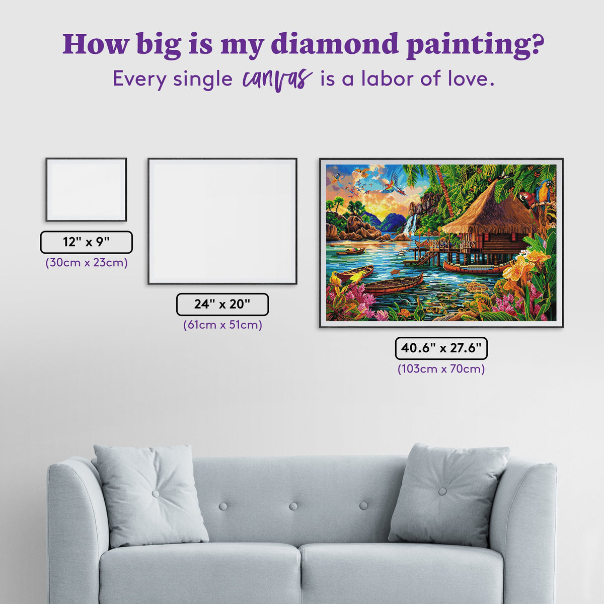 Diamond Painting Tropical Landscape 40.6" x 27.6" (103cm x 70cm) / Square with 71 Colors including 3 ABs and 3 Fairy Dust Diamonds / 116,053