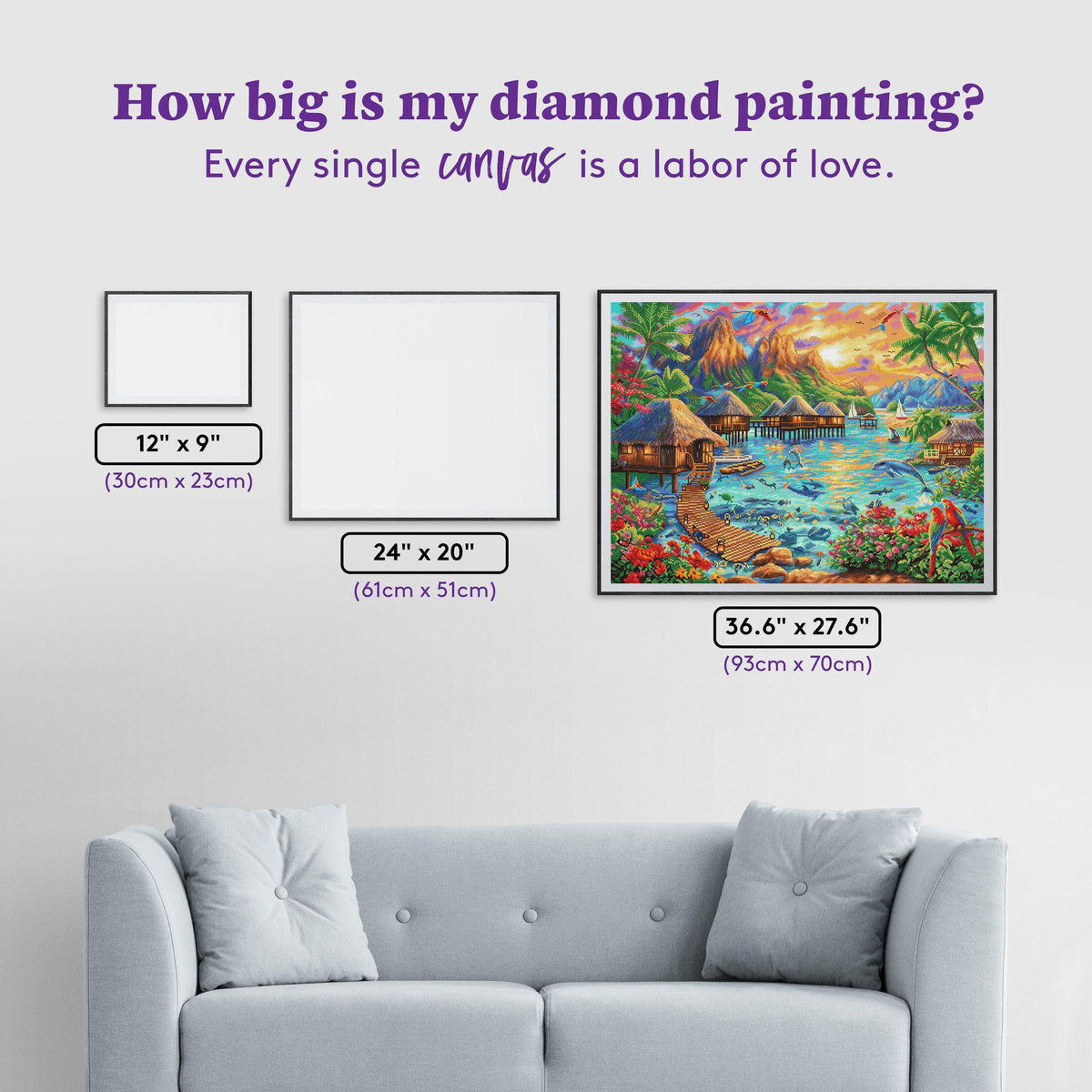 Diamond Painting Tropical Oasis 36.6" x 27.6" (93cm x 70cm) / Square With 65 Colors Including 4 ABs and 2 Fairy Dust Diamonds / 104,813