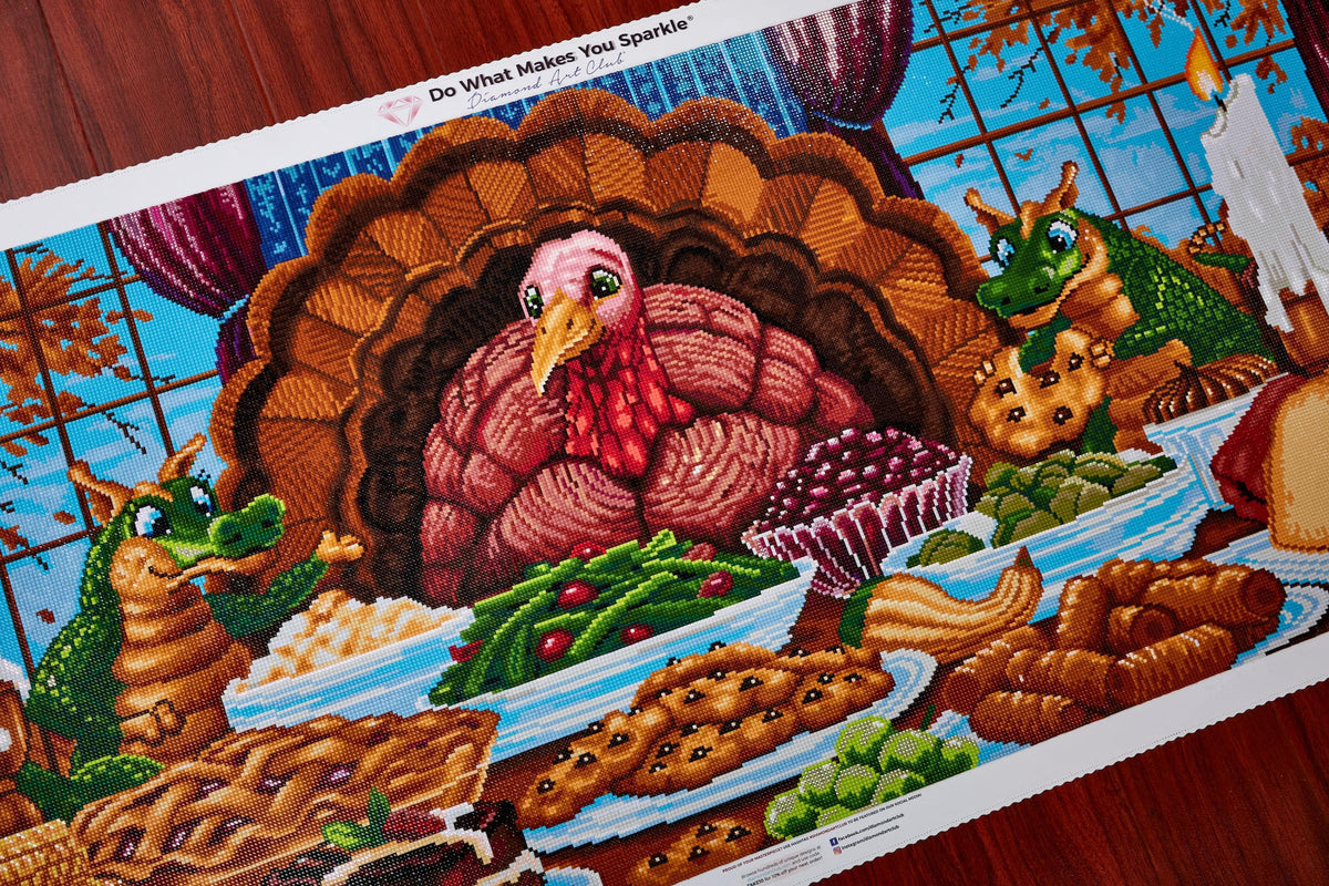 Diamond Painting Turkey for Thanksgiving 49" x 22" (125cm x 56cm) / Square with 63 Colors including 4 ABs / 112,448