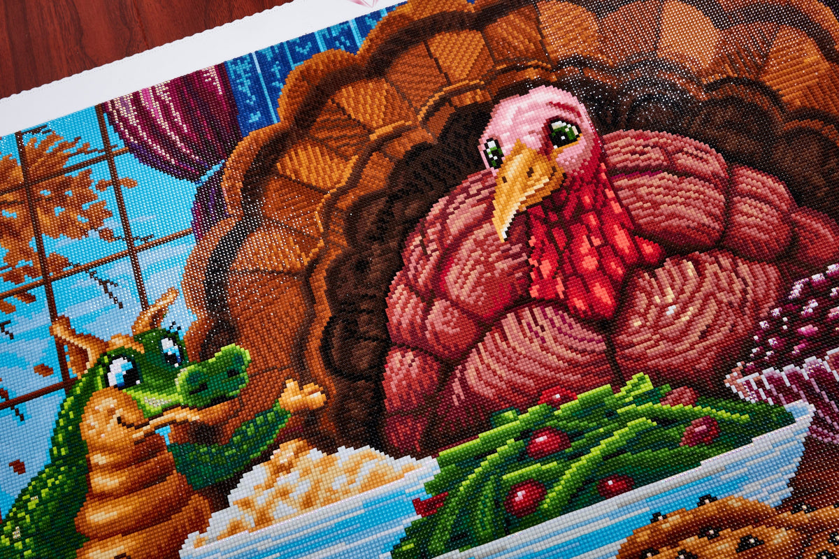 Diamond Painting Turkey for Thanksgiving 49" x 22" (125cm x 56cm) / Square with 63 Colors including 4 ABs / 112,448