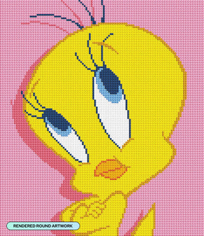 Diamond Painting Tweety Bird™ 13" x 15" (32.8cm x 37.8cm) / Round With 9 Colors Including 1 ABs and 1 Fairy Dust Diamonds / 15,795