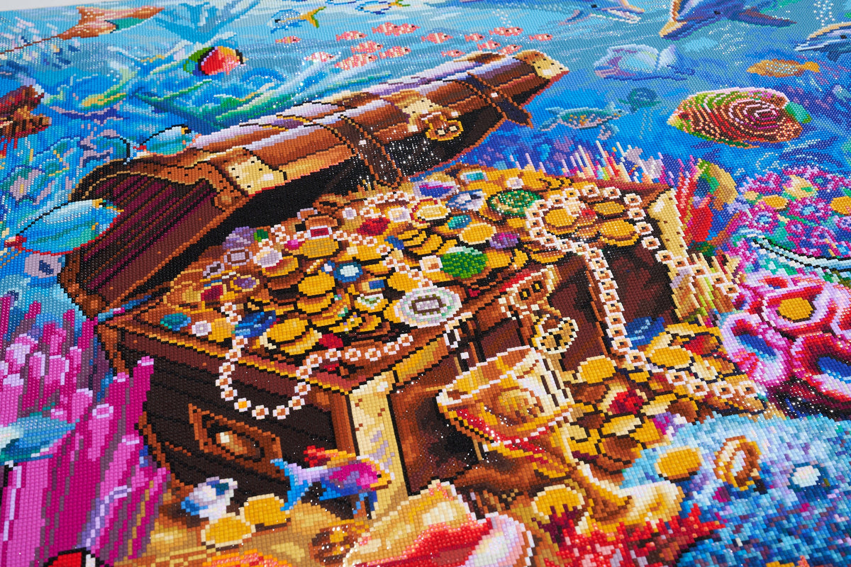 Diamond Painting Undersea Treasure 38.6" x 27.6" (98cm x 70cm) / Square with 80 Colors including 5 ABs and 3 Fairy Dust Diamonds / 110,433