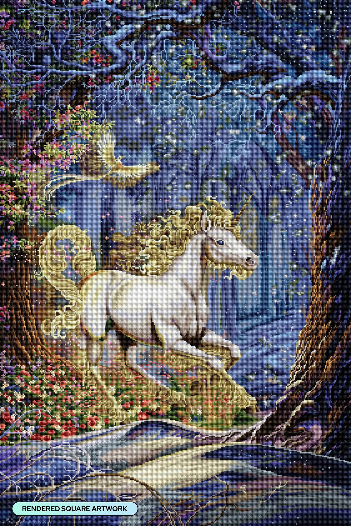 Diamond Painting Unicorn 27.6" x 41.3" (69.9cm x 104.8cm) / Square with 73 Colors including 1 AB and 1 Electro Diamond and 7 Fairy Dust Diamonds / 118,301