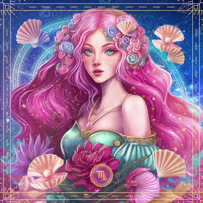 Diamond Painting Virgo 22" x 22" (55.8cm x 55.8cm) / Square with 69 Colors including 2 ABs, 1 Iridescent Diamonds, and 3 Fairy Dust Diamonds / 50,176