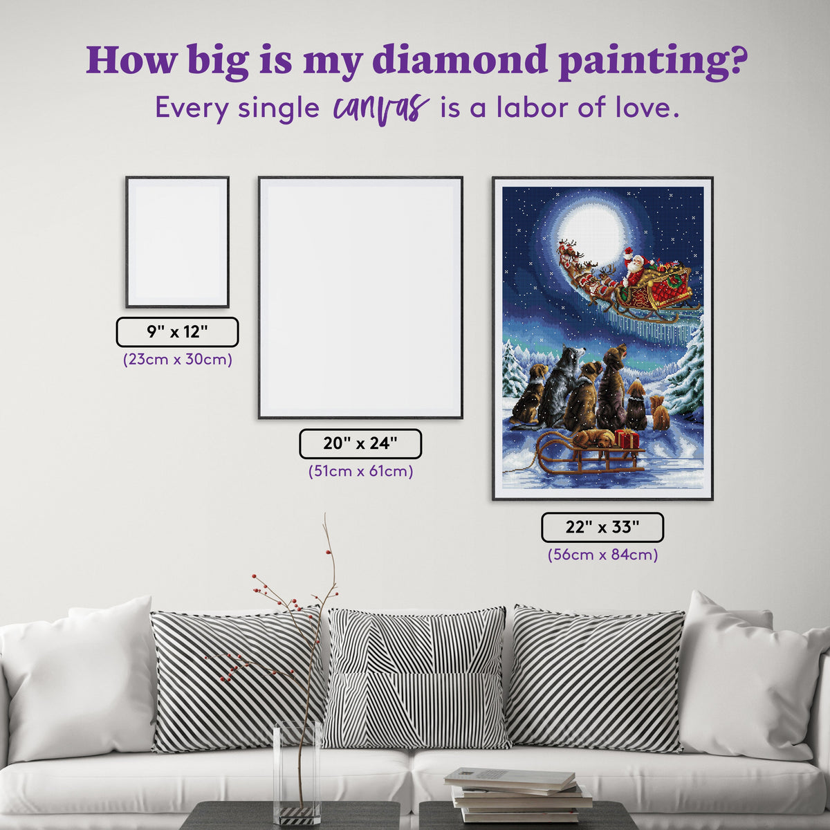 Diamond Painting Watching Santa Go 22" x 33" (56cm x 84cm) / Square with 61 Colors including 4 ABs / 75,264