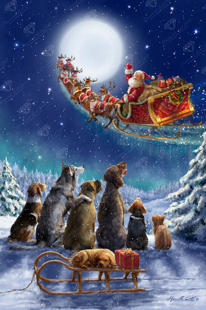 Diamond Painting Watching Santa Go 22" x 33" (56cm x 84cm) / Square with 61 Colors including 4 ABs / 75,264