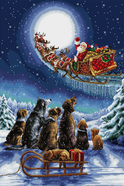 Diamond Painting Watching Santa Go 22" x 33" (56cm x 84cm) / Square with 61 Colors including 4 ABs / 75,264