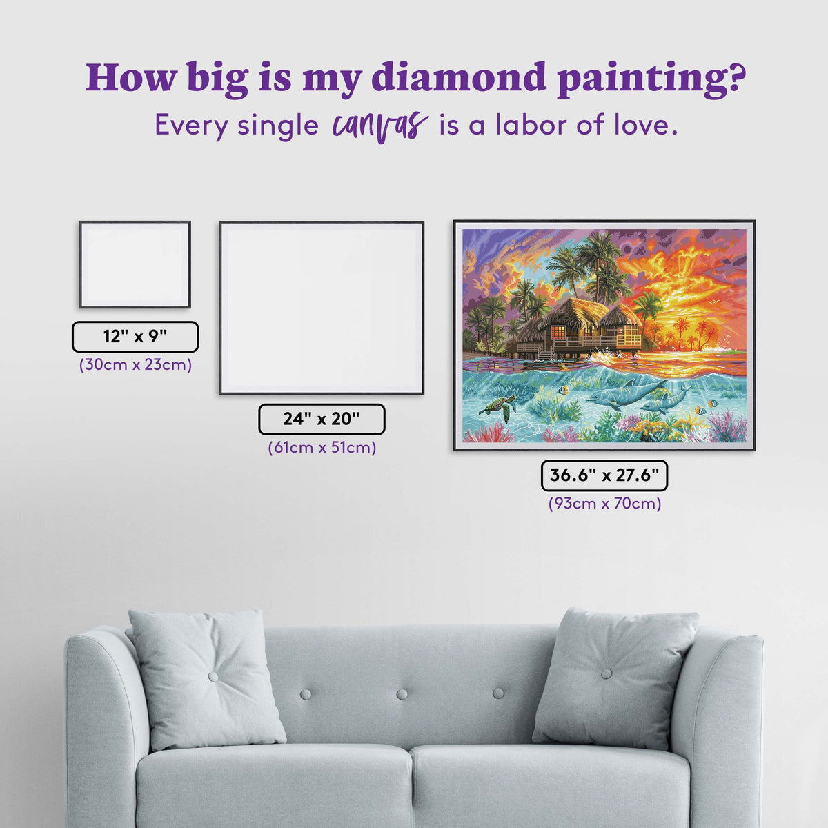 Diamond Painting Weekend In Paradise 36.6" x 27.6″ (93cm x 70cm) / Square with 63 Colors including 4 ABs / 102,213