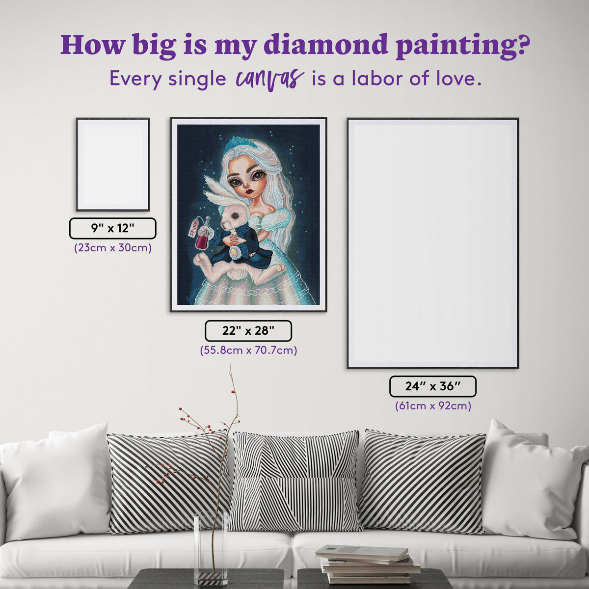 Diamond Painting White Queen 22" x 28" (55.8cm x 70.7cm) / Square with 62 Colors including 3 Fairy Dust Diamonds / 63,616
